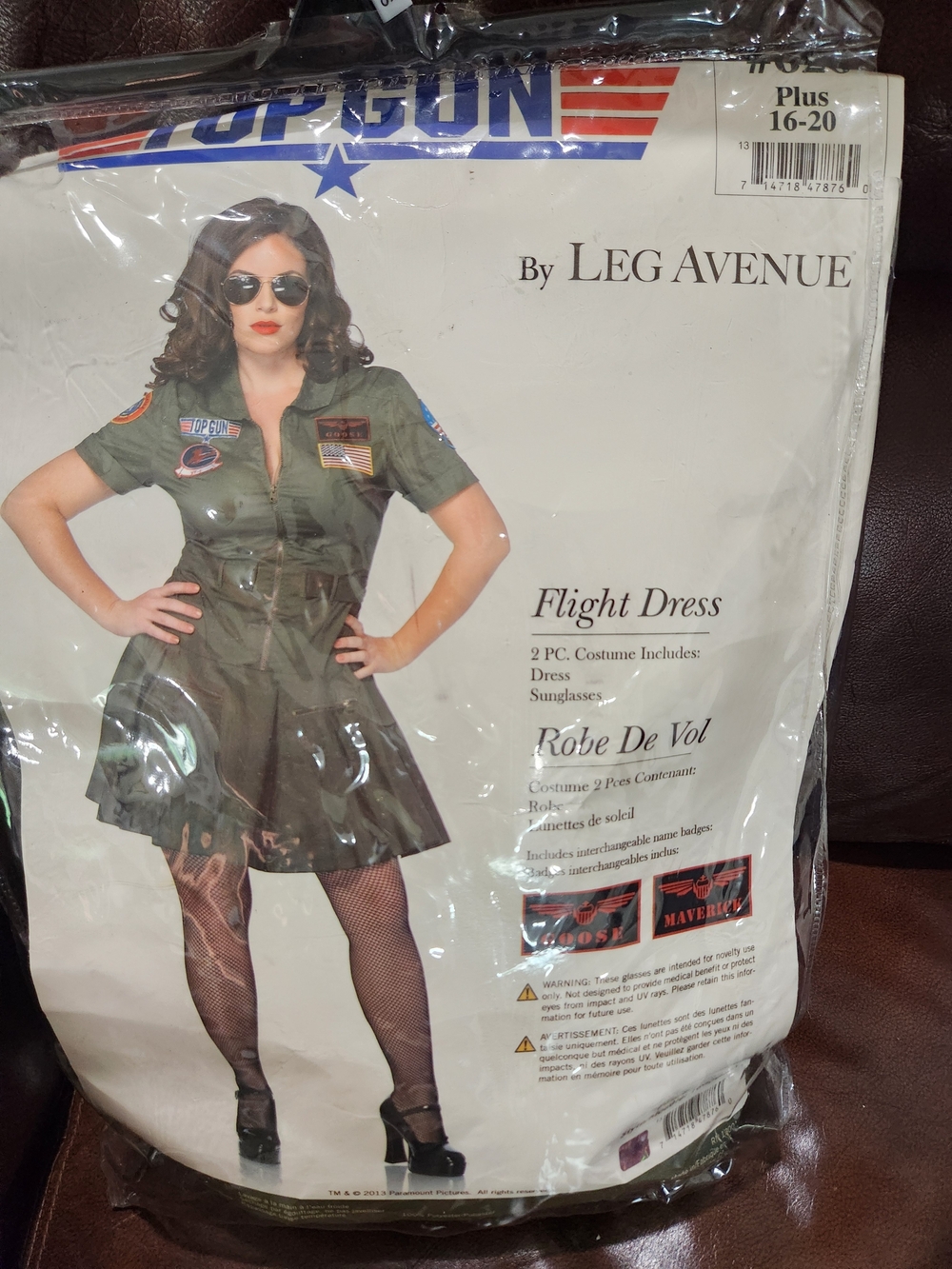 Leg Avenue Top Gun Women's Flight Dress Adult Costume Green Maverick goose 16 20